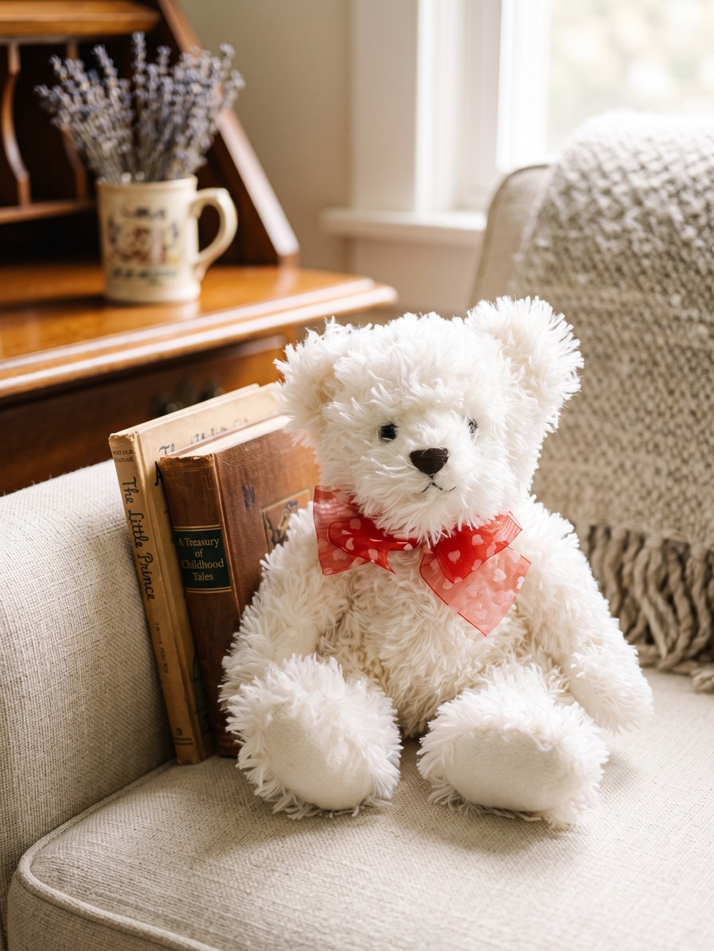 Vintage Russ Berrie Willow Teddy Bear White Cottagecore Valentine Plush